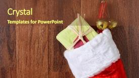  Presentation with jingle - Amazing slides having closeup of a christmas stocking backdrop and a tawny brown colored foreground