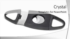  Presentation with cigar - Theme consisting of guillotine - closeup of a cigar cutter background and a white colored foreground