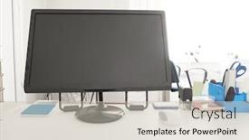  Presentation with monitor computer - Slides enhanced with closeup-of-a-computer-monitor background and a  colored foreground