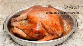  Presentation with thanksgiving - Beautiful PPT layouts featuring closeup of a cooked thanksgiving turkey in a roasting pan on a kitchen counter the turkey has just come out of the oven and is ready to eat horizontal format backdrop and a coral colored foreground