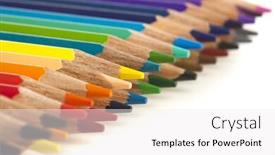  Presentation with crayons - Cool new PPT theme with closeup of a crayons on a white background backdrop and a white colored foreground