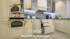  Presentation with kitchen cabinet - PPT theme consisting of closeup-of-a-cream-colored background and a coral colored foreground