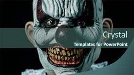  Presentation with creepy - Theme featuring closeup-of-a-creepy-bald background and a ocean colored foreground