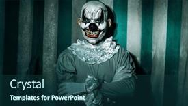  Presentation with evil - Slide deck with closeup-of-a-creepy-bald background and a ocean colored foreground