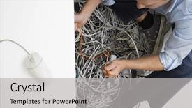 Presentation with wires - Theme enhanced with studio portrait of male photographer background and a light gray colored foreground