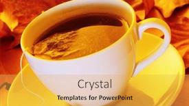  Presentation with tea leaves - Cool new PPT theme with closeup-of-a-cup backdrop and a yellow colored foreground