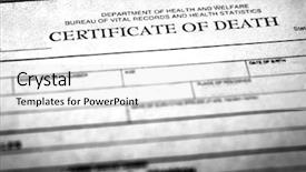  Presentation with passed away - Presentation theme with closeup of a deather certificate background and a white colored foreground