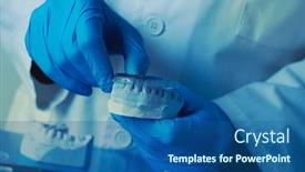  Presentation with latex gloves - Slide set consisting of closeup-of-a-dentist-wearing background and a ocean colored foreground