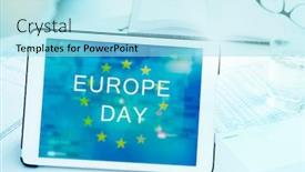  Presentation with europe - Slides having closeup-of-a-digital-tablet background and a arctic colored foreground