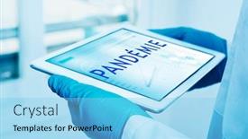  Presentation with surgical gloves - Theme having closeup-of-a-doctor-man background and a light blue colored foreground