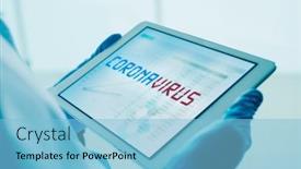  Presentation with surgical gloves - Cool new presentation design with closeup-of-a-doctor-man backdrop and a light blue colored foreground