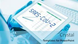  Presentation with surgical gloves - Beautiful PPT theme featuring closeup-of-a-doctor-man backdrop and a light blue colored foreground