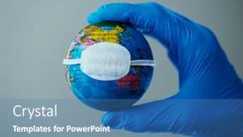  Presentation with surgical gloves - PPT layouts enhanced with closeup-of-a-doctor-man background and a teal colored foreground