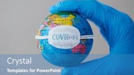  Presentation with surgical gloves - Presentation theme with closeup-of-a-doctor-man background and a teal colored foreground