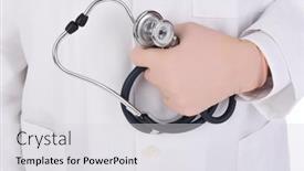  Presentation with lab coat - Colorful presentation design enhanced with closeup-of-a-doctor backdrop and a light gray colored foreground