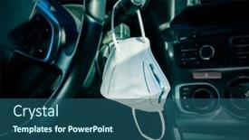  Presentation with face mask - PPT theme consisting of closeup-of-a-face-mask background and a ocean colored foreground