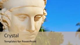  Presentation with classical - Amazing presentation theme having closeup of a face of a classical sculpture backdrop and a coral colored foreground