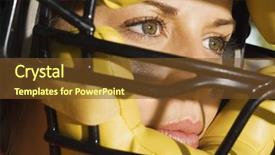  Presentation with softball - Slide deck with closeup of a female softball background and a tawny brown colored foreground