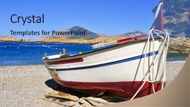  Presentation with closeup of a paper boat - PPT theme enhanced with closeup of a fishing boat background and a light blue colored foreground
