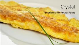  Presentation with plain - Audience pleasing PPT theme consisting of closeup of a french omelette typical rolled plain omelette backdrop and a yellow colored foreground