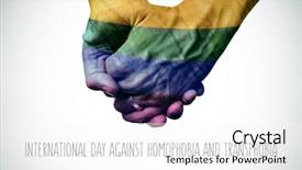  Presentation with gay rainbow flag - Theme enhanced with closeup of a gay couple background and a white colored foreground