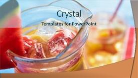  Presentation with fresh fruit retailer - Beautiful theme featuring closeup of a glass pitcher backdrop and a sky blue colored foreground