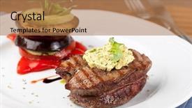  Presentation with dinner invite - Amazing presentation design having closeup of a gourmet dinner backdrop and a  colored foreground