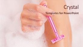  Presentation with shaving - Cool new theme with closeup of a hand of a young woman taking a bath and shaving legs backdrop and a lemonade colored foreground