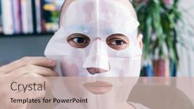  Presentation with face mask - PPT theme having closeup-of-a-handsome-caucasian background and a soft green colored foreground