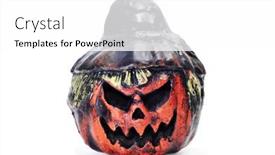 Presentation with lantern - PPT theme featuring closeup-of-a-jack-o background and a white colored foreground