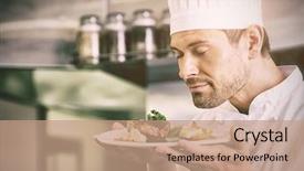  Presentation with cook chef - PPT layouts having closeup of a male chef background and a coral colored foreground