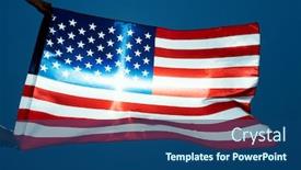  Presentation with united states flag - Presentation design having closeup-of-a-man-holding background and a ocean colored foreground