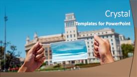  Presentation with face mask - PPT theme having closeup-of-a-man-holding background and a teal colored foreground