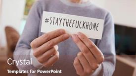  Presentation with alert - Cool new slides with closeup-of-a-man-indoors backdrop and a tawny brown colored foreground