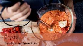  Presentation with olive oil - Amazing presentation theme having closeup-of-a-man-preparing backdrop and a red colored foreground