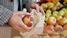  Presentation with plastic pollution - PPT theme with closeup-of-a-man-shopping background and a coral colored foreground