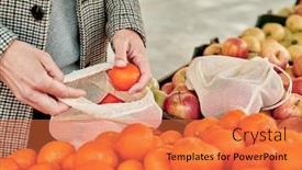  Presentation with mandarin oranges - Audience pleasing slide deck consisting of closeup-of-a-man-shopping backdrop and a coral colored foreground