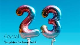  Presentation with balloons blue - PPT theme with closeup-of-a-man-showing background and a cyan colored foreground