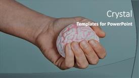 Presentation with blue brain - Presentation consisting of closeup-of-a-man-squeezing background and a gray colored foreground