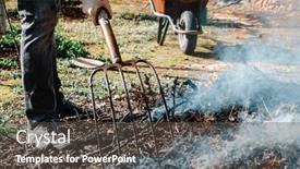  Presentation with bonfire - Presentation theme with closeup-of-a-man-stiring background and a dark gray colored foreground