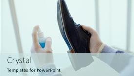  Presentation with latex gloves - PPT layouts with closeup-of-a-man-wearing background and a sky blue colored foreground