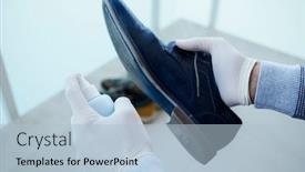  Presentation with latex gloves - Colorful slide set enhanced with closeup-of-a-man-wearing backdrop and a light blue colored foreground