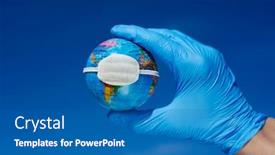  Presentation with surgical gloves - Colorful PPT theme enhanced with closeup-of-a-man-wearing backdrop and a teal colored foreground