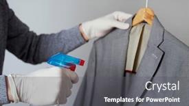  Presentation with latex gloves - Cool new theme with closeup-of-a-man-wearing backdrop and a dark gray colored foreground