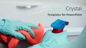  Presentation with rubber gloves - PPT theme with closeup-of-a-man-wearing background and a light gray colored foreground