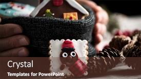  Presentation with gingerbread man - Beautiful presentation theme featuring closeup-of-a-man backdrop and a tawny brown colored foreground
