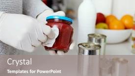  Presentation with latex gloves - Amazing presentation design having closeup-of-a-man backdrop and a gray colored foreground