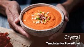  Presentation with bowl - Slide set having closeup-of-a-man background and a tawny brown colored foreground