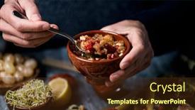  Presentation with red onion - Slide set having closeup-of-a-man background and a tawny brown colored foreground