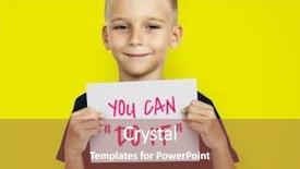  Presentation with human ear - Beautiful presentation theme featuring closeup of a man's ear backdrop and a  colored foreground